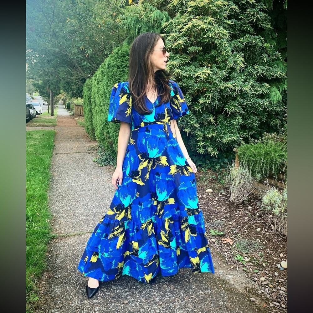 Christopher John Rogers Target Royal Blue and Yellow Floral Tiered Maxi Dress - Picture 7 of 16